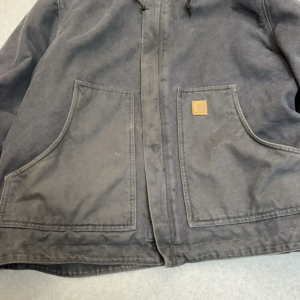 Carhartt J164 PTL Dearborn Hooded Jacket Blue Sherpa Lined Men's Size 2XL